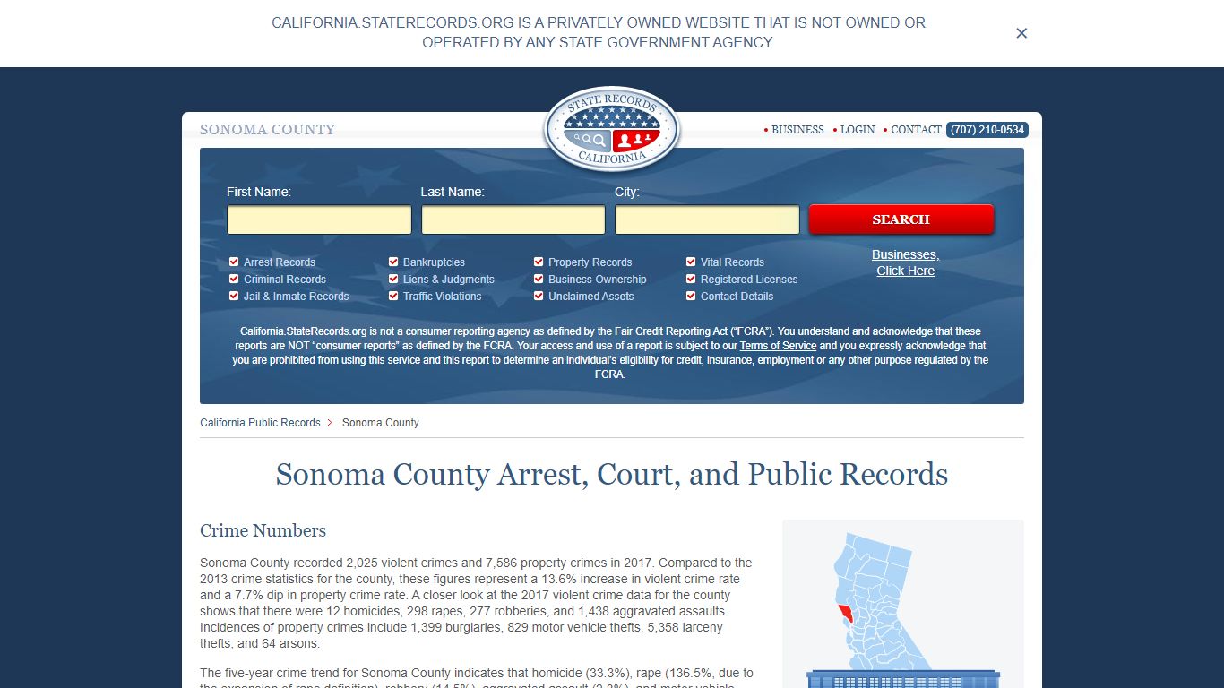 Sonoma County Arrest, Court, and Public Records